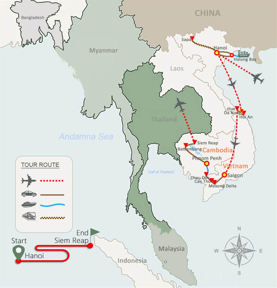 Vietnam Cambodia Adventure Tour 23 Days(1) Vietnam Cambodia Adventure Tour 23 Days