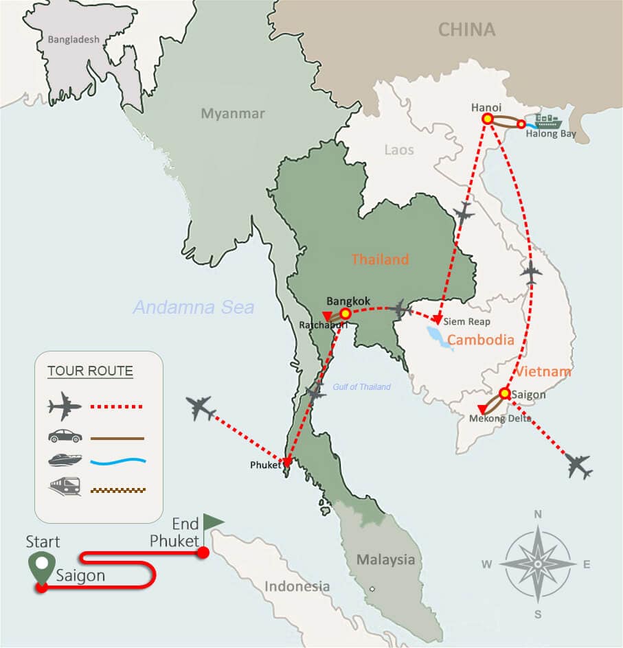 Vietnam, Cambodia & Thailand Tour 21 Days Vietnam, Cambodia & Thailand Tour 21 Days